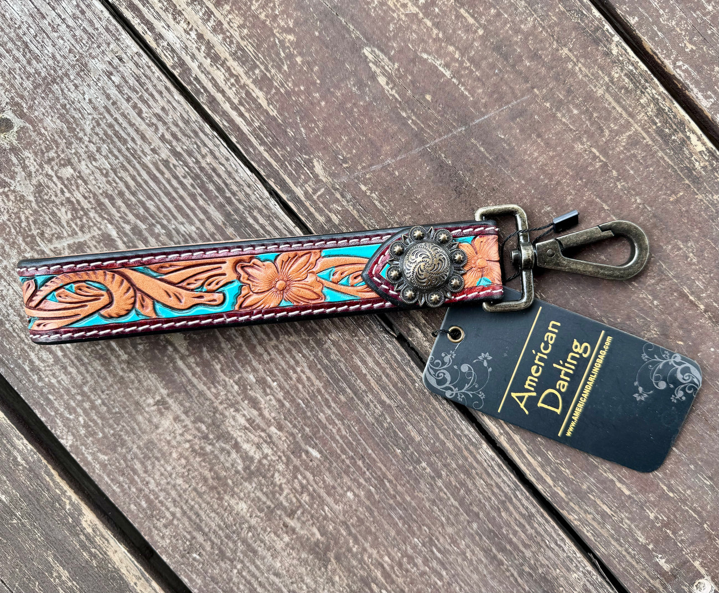 Leather strap keychain