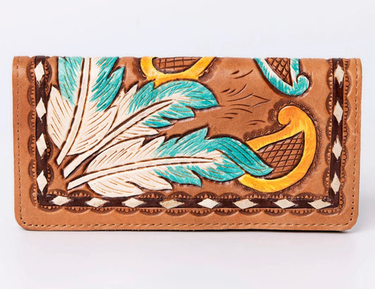 Feather tooled wallet